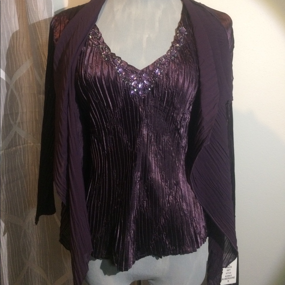 2Piece Set Sleeveless Blouse and Cardigan